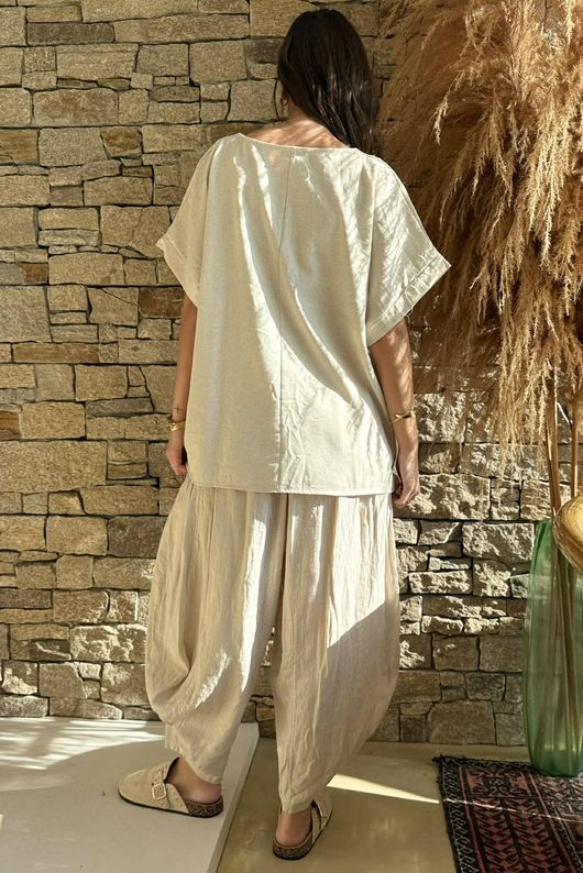 Las Dalias Cotton Blend Box Top Stone